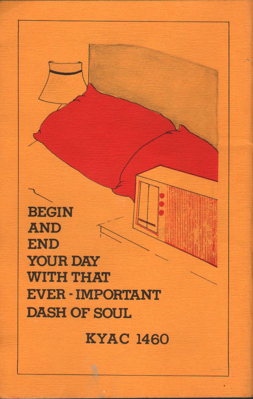 Inside Back Cover to the Soul Food Cookbook from KYAC, Seattle 1969
