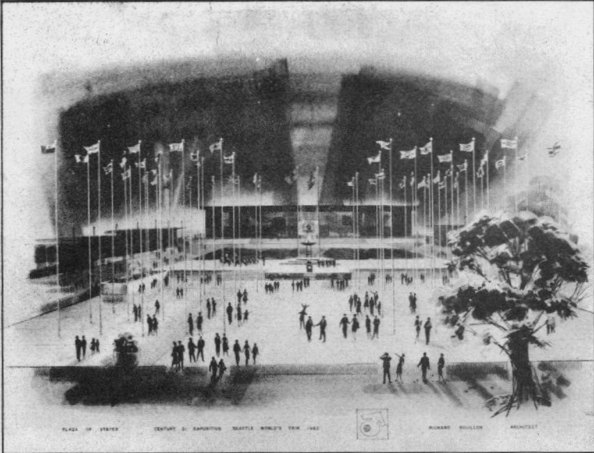 Early Artist Concept Drawing of the Century 21 Plaza of the States