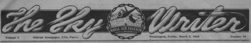 Logotype from The Sky Writer newspaper, Pasco NAS, 1945
