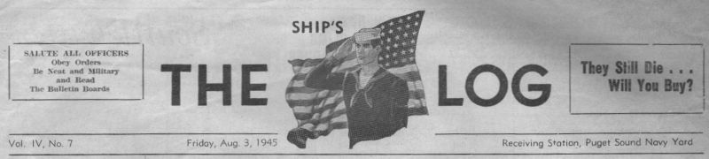 Logotype from The Ship's Log newspaper, Receiving Station, Puget Sound Naval Station, 1945