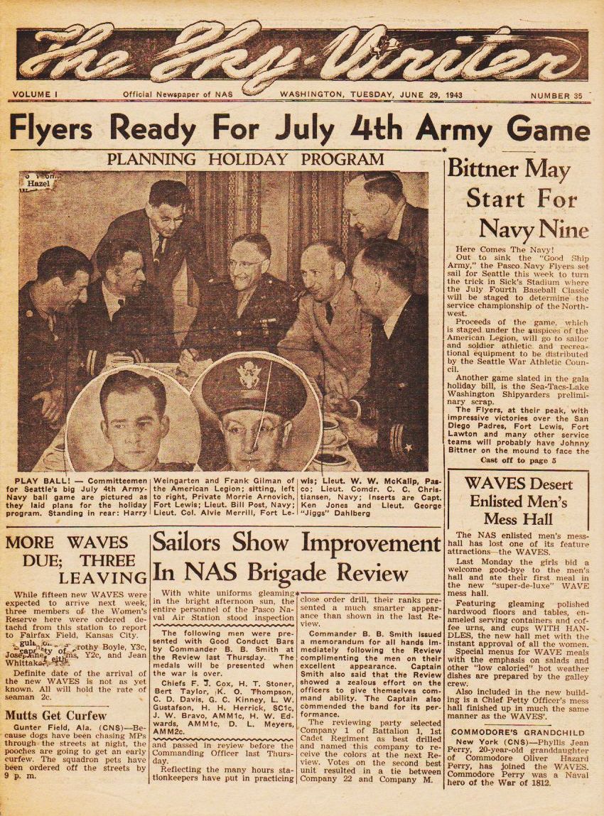 The NAS Pasco Sky-Writer, June 29, 1943, page 1