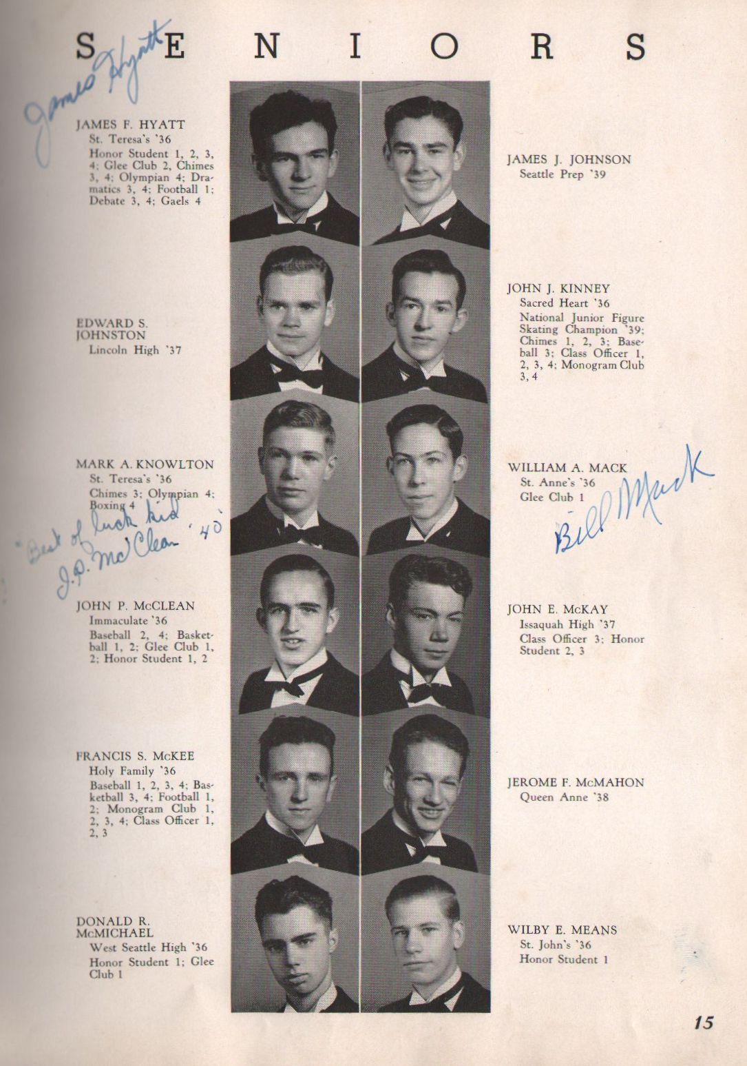 1940 O'Dea High School (Seattle) Seniors