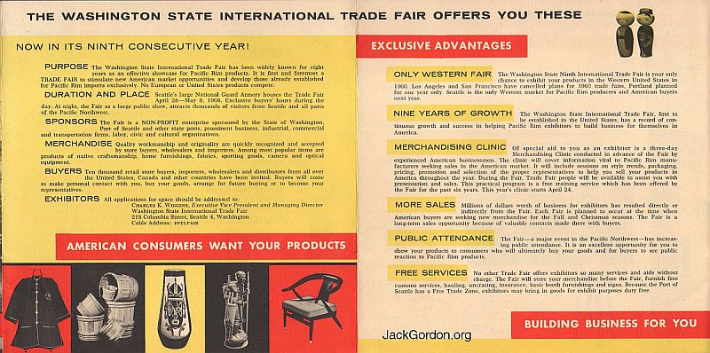 9th Washington International Trade Fair Sales Piece, Seattle, 1960
