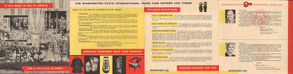Outside of 9th Washington International Trade Fair Sales Piece, Seattle, 1960